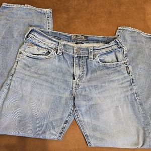 Mens Silver Jeans Co Zac 33x32 Light Wash Jeans